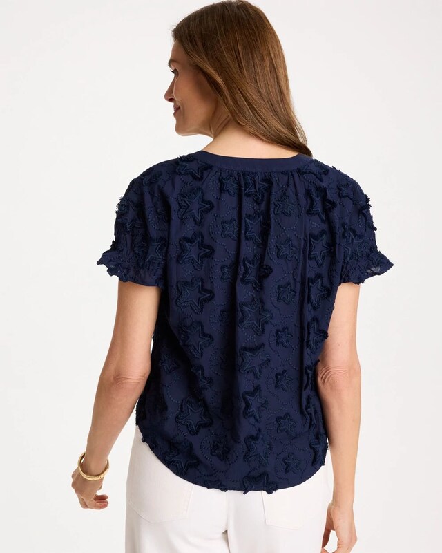 Cotton Embroidered Americana Star Blouse - image 3